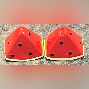 Adorable Ceramic Watermelon Salt and Pepper Shakers.